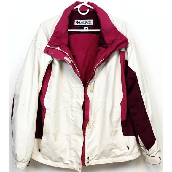 Columbia Women's XL OmniTech Interchange 3 in 1 Jacket Pink & White SHELL ONLY - Picture 1 of 8